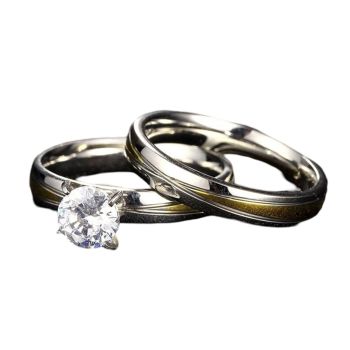 Aliança de Aço Inoxidável 29155 Silver-Gold, Tamanho: 8