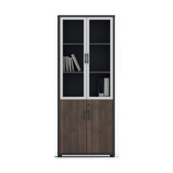 Armário de Escritório com 2 Portas de Vidro