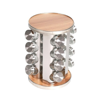 Conjunto 16Pcs Frascos Especiarias Rotativo Inox