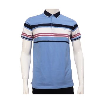 Camiseta Polo com Riscas AIIZ, Azul Claro