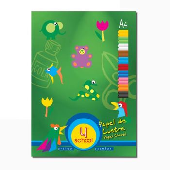 Bloco de Papel Lustre 4School  A4,  20 Folhas