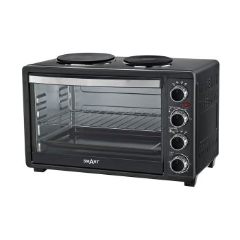 Fogão Eléctrico SMART 2 Bocas Com Forno 30L 1500W, Preto