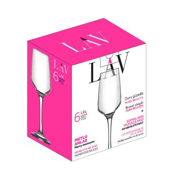 Jogo 6 Taças Champanhe Lal LAV, 230 ml