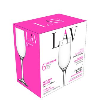 Jogo 6 Taças Champanhe Nevakar LAV, 195 ml