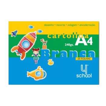Bloco de Cartolina Branca A4 4School, 20 Folhas
