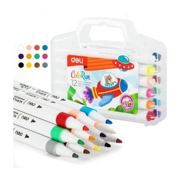 Caneta Acrílica Deli Ponta Média, 12 Cores