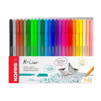 Caneta Fineliner Kores, 24 Cores