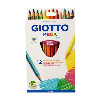 Lápis de Cor Giotto MegaTri Ponta Grossa, 12 Cores