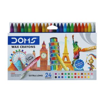 Crayon de Cera Extra Longo DOMS, 24 Cores