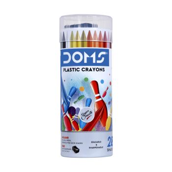 Crayon Plástico DOMS Tin Pack, 28 Cores