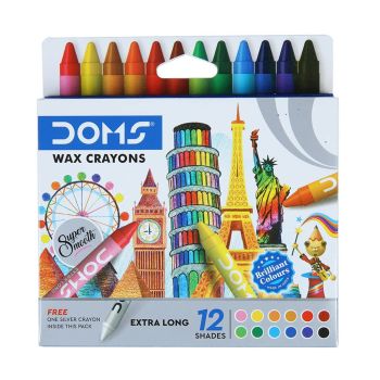 Crayon Extra Longo DOMS, 12 Cores