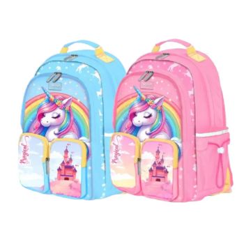 Mochila Escolar Infantil Doms Unicorn, Cores Variadas