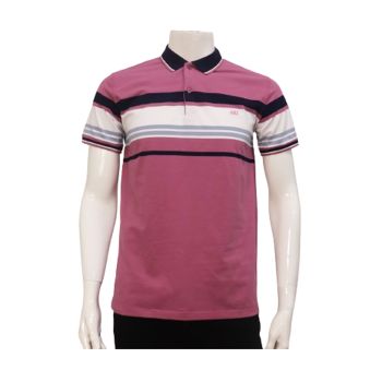 Camiseta Polo com Riscas AIIZ, Rosa