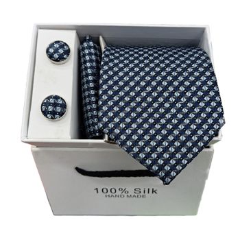 Gravata Quadr cula Xadrez, Azul/Branco