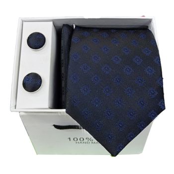 Gravata Quadr cula Xadrez Pintada, Azul/Preto