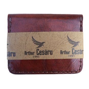 Porta Cartões Masculino com Bolso Arthur Cesáru, Castanho