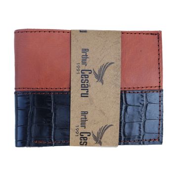 Porta Cartões Masculino Arthur Cesáru, Preto Castanho