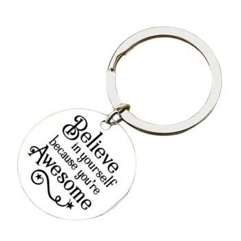 Chaveiro Motivacional Believe Aço Inoxidável, Prata