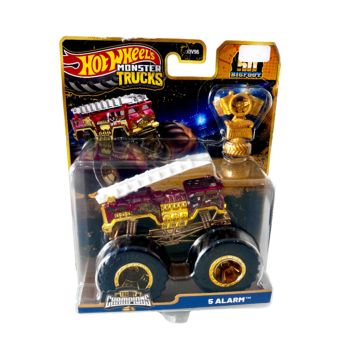 Carrinho Infantil Bombeiro Hot Wheels Monster Trucks, Vermelho e Dourado 3+