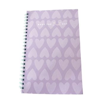 Caderno Infantil Have The Best Day, Coracões Lilas