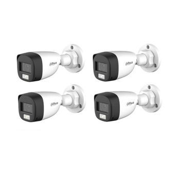 Kit de 4 Câmera Analógicas Dahua Bullet Starlight HDCVI Colorida de 2MP, Branco