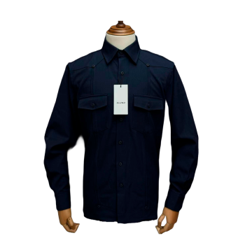 Camisa Clássica da Eluno, Azul Escuro