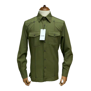 Camisa Clássica da Eluno, Verde-Oliva