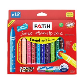 Caneta Fibra Fatih Jumbo, 12 Unidades