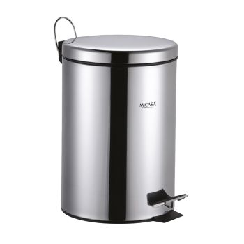 Balde de Lixo Redondo com Pedal Inox Micasa Home & Kitchen, 12 L