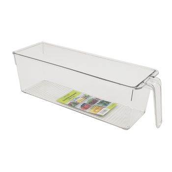 Cesto Organizador Multiuso para Geleira Rectangular com Pegas Micasa 30*10cm, Acrílico