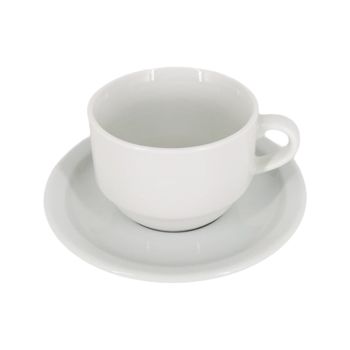 Chavena Chá Com Pires Empilhavel Porcelana Branca, 250 ml