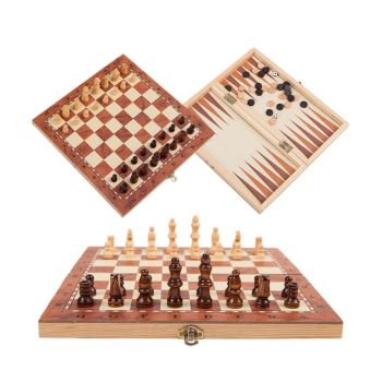 Tabuleiro de Xadrez 3 em 1 de Madeira