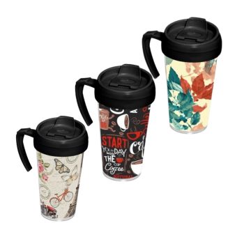 Copo Térmico com Pega Mix 500 ml, Padrões Sortidos