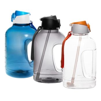 Garrafa de Água Colorida com Pega e Palhinha 2.5 L, Cores Variadas