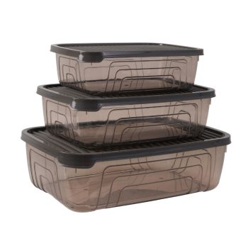 Conjunto de Tigelas Retangulares Cinzento, 1.05 L + 1.75 L + 3.1 L