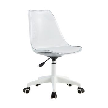Cadeira Moderna Giratória para Escritório C2314, Branco Transparente
