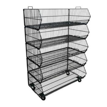 Cesto Expositor em Malha Met&aacute;lica, Preto