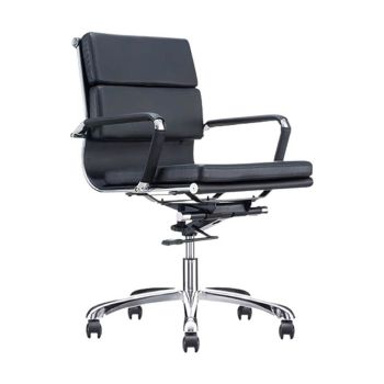Cadeira de Escritório Executiva de Couro com Encosto Médio 819B, Cores Variadas