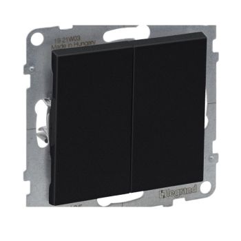 Interruptor Duplo Legrand Preto, 2 Teclas