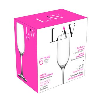 Jogo 6 Taças Champanhe Fame LAV, 250 ml
