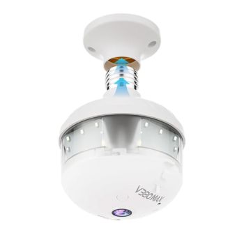 Câmera Lâmpada Inteligente V380 MAX D8 Olho de Peixe, Branca