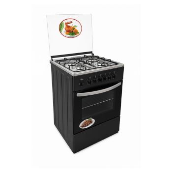 Fogão Ideal 3 Bocas a Gás e Uma  Eléctrica 50*50 Forno Eléctrico 5331E, Preto 