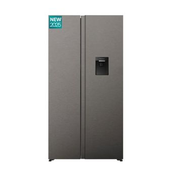 Geleira Hisense 351L 2 Portas Side by Side No Frost Inverter H680SIT-WD, Cinza
