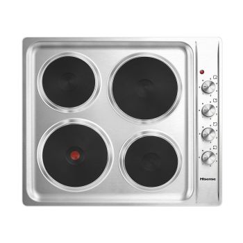 Placa Fogão Hisense 4 Bocas Eléctricas 60Cm 5500W Botões Laterais H60STES, Inox