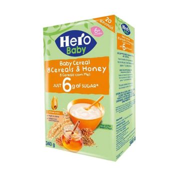 Cereais para Bebés Hero Baby 8 Cereals & Honey, 340 g