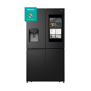 Geleira Hisense 4 Portas No Frost Ice Machine Inverter LCD Screen Smart Mobile Connect Screen Sharing Voice Control 533L, Black Inox