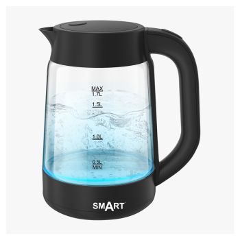 Cafeteira Eléctrica SMART com Base 1.7L 360º 2200w Vidro Luz Led Rio, Inox