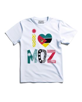 Camiseta I LOVE MOZ, Branco