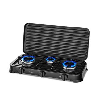 Fogão Gás Portátil Decakila 3 Bocas, Preto