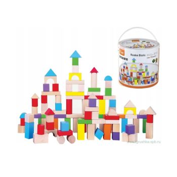 Blocos de Madeira Infantis Coloridos, 100 Peças